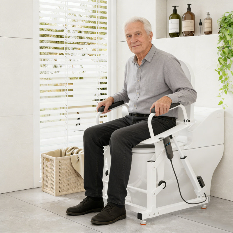 Electric Toilet Lift Seat With Handles For Elderly, Powered Toilet Seat Risers To Stand Lift For Elderly And Disabled, Adjustable Toilet Seat Lift Supports Up To 440 Lbs