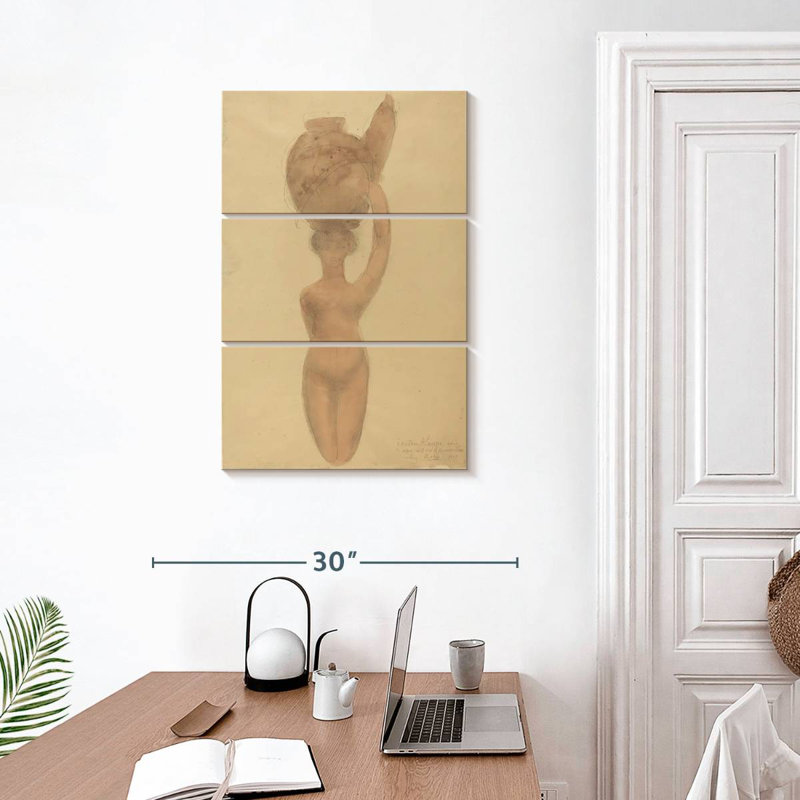 Femme nue Leisha portant un vase sur la tête, H 32 po x l 20 po