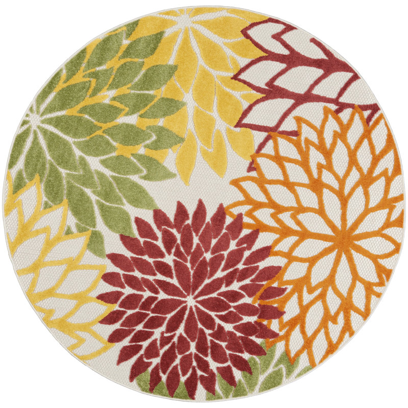 Abela Floral Indoor Rug, Round 5'3"