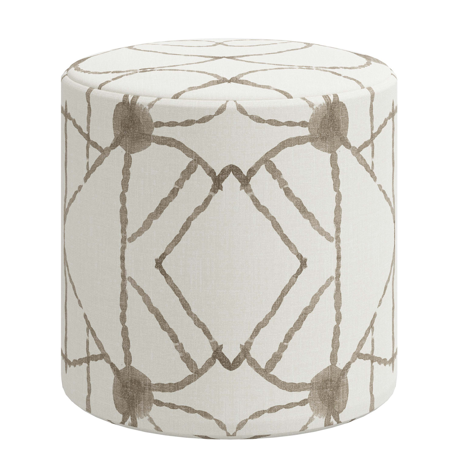 Epaulette Upholstered Ottoman, Hans Cream Geometric