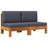 vidaXL Middle Sofa 2 Pcs, Outdoor Wooden Chairs with Dark Gray Cushions, Solid Acacia Wood, Teak Look, Rustic Style for Garden, Lawn, Porch, 24.8x24x23.6 Inch-301971015