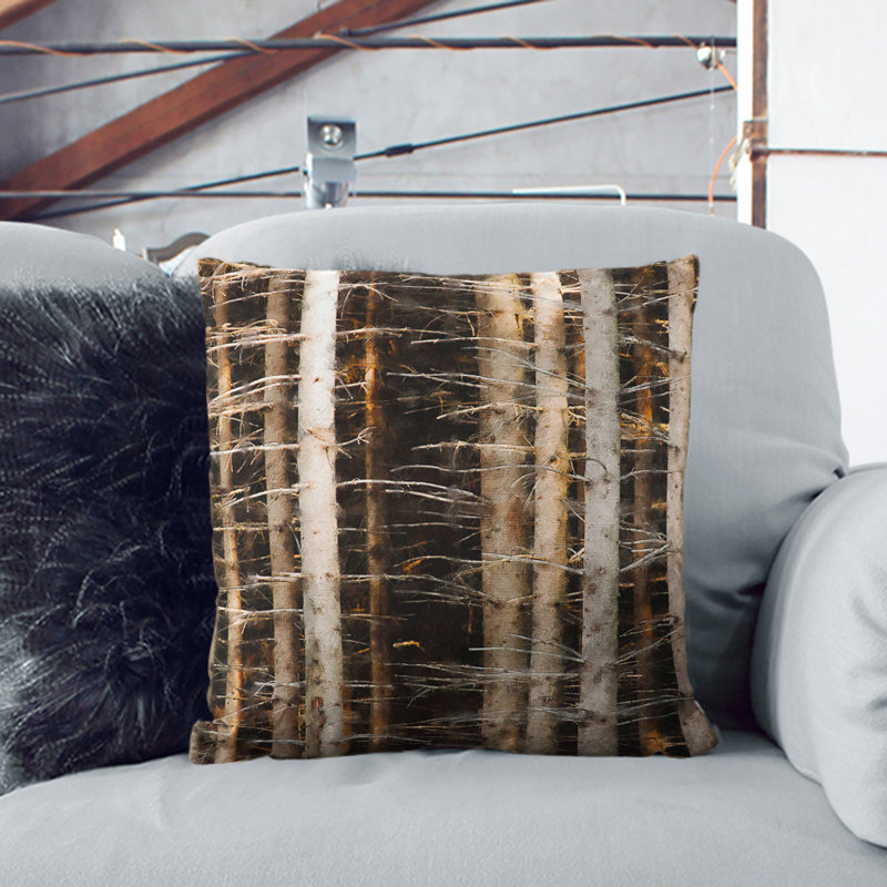 Bare Trees Painting Scatter Cushion, Black, 40cm H x 40cm W x 15cm D