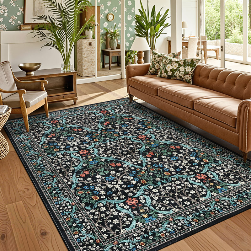 Machine Washable Rug Non Slip Non Shedding Rug Foldable Indoor Carpet for Living Room Bedroom Playroom Dorm Home Office