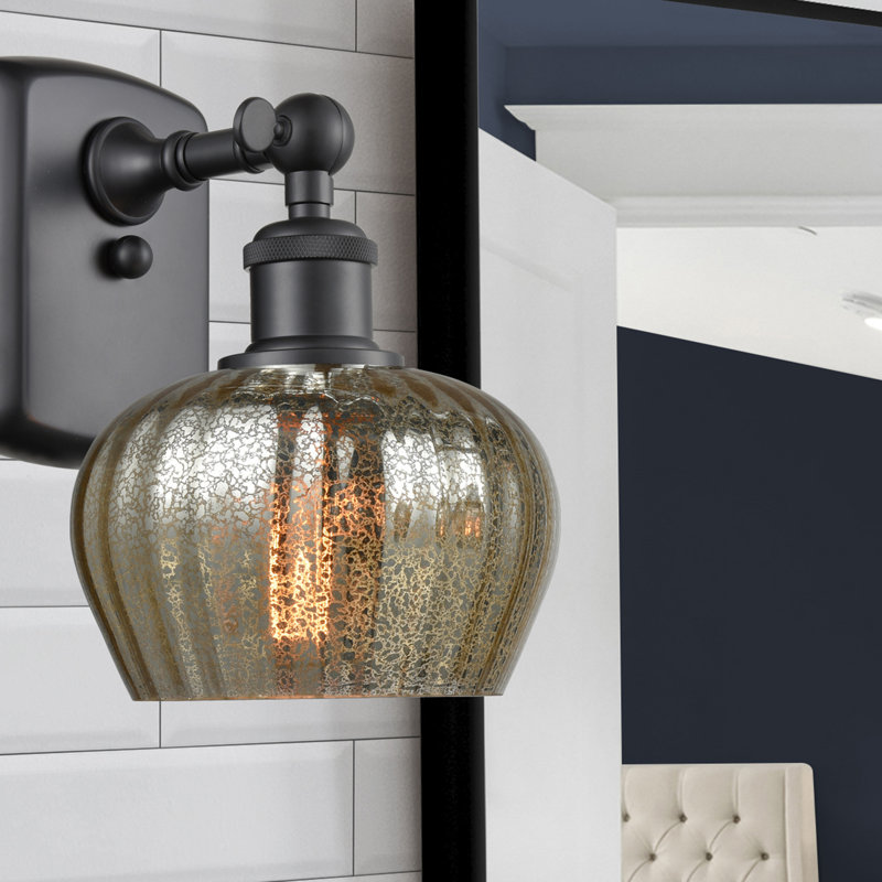 Patrina Armed Sconce, Matte Black, Mercury, Incandescent