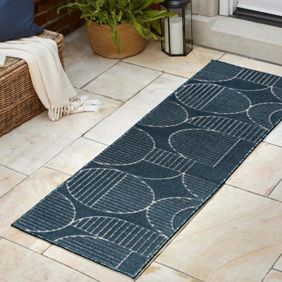 Tapis rayé bleu marine / crème Nordby