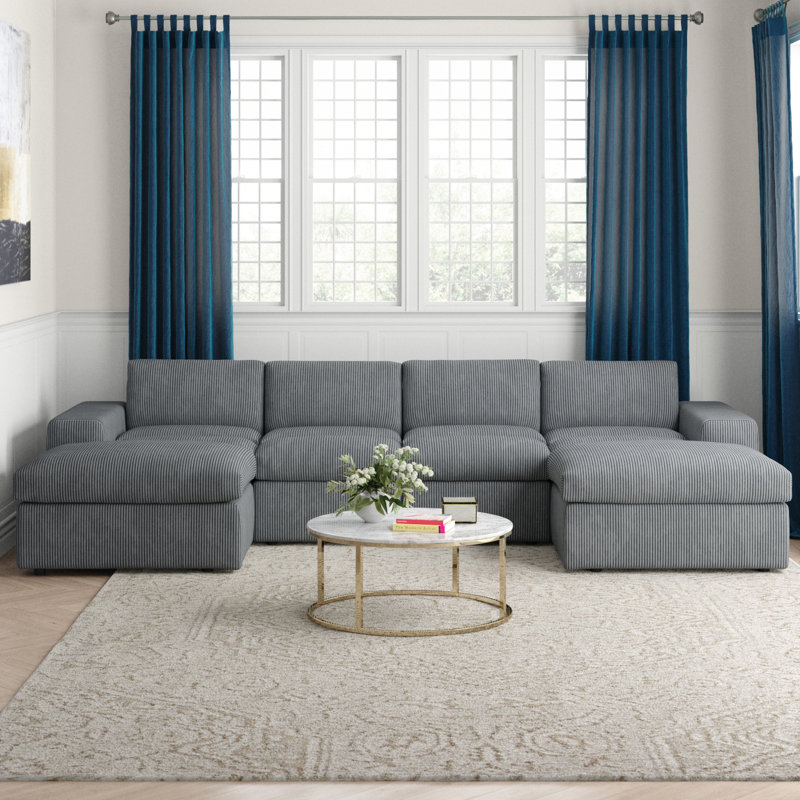 Grand modulaire réversible avec repose-pieds Tondreau Massasoit, Crème