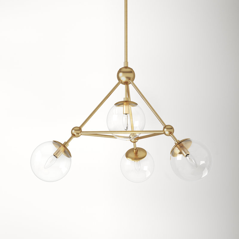 Lodge 4 Light Metal Dimmable Geometric Chandelier
