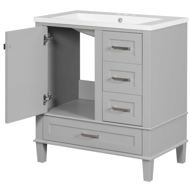 Meuble-lavabo simple 18,09 po avec comptoir d'évier, Gris