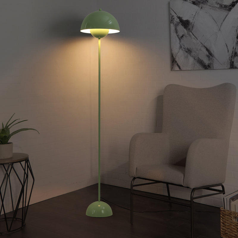 Lampe sur pied industrielle avec abat-jour industriel en métal pastel, Vert