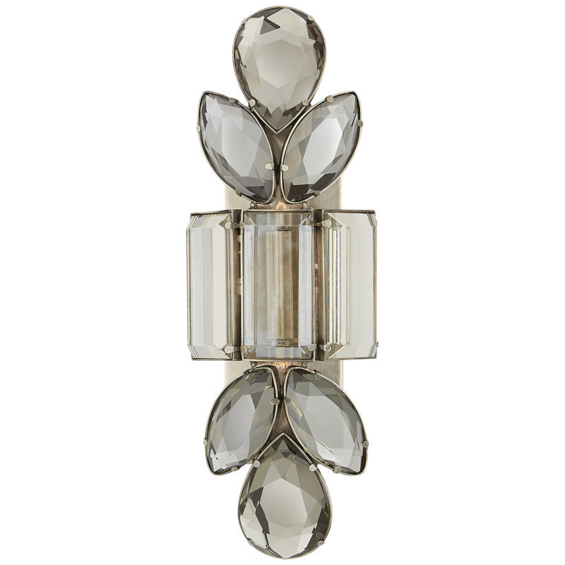 kate spade new york Lloyd Large Jeweled Sconce, Glass, Clear Crystal, Nickel