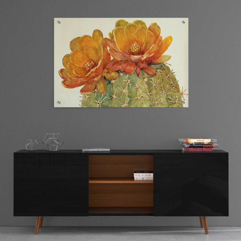 Art mural en verre épique «Cactus Blossoms II» par Tim O'Toole, H 24 po x l 36 po x P 0,2 po