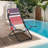 Rainbow Folding Reclining Beach Chair with Headrest, Backpack Straps, Cup Holder, and Storage Pockets