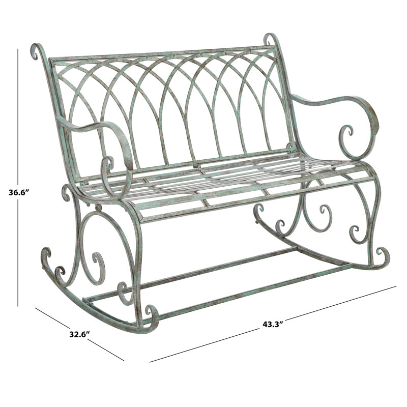 Iron Outdoor Bench, Antique Dark Green