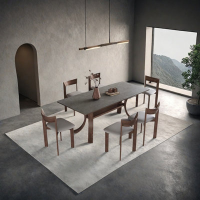 Minimalist sintered stone dining table set