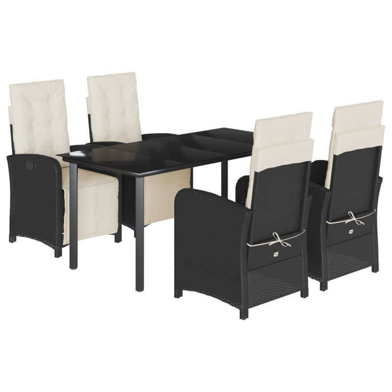 Ensemble repas extérieur Makiley, Noir, 4, H 29,1 po x l 63 po x P 31,5 po