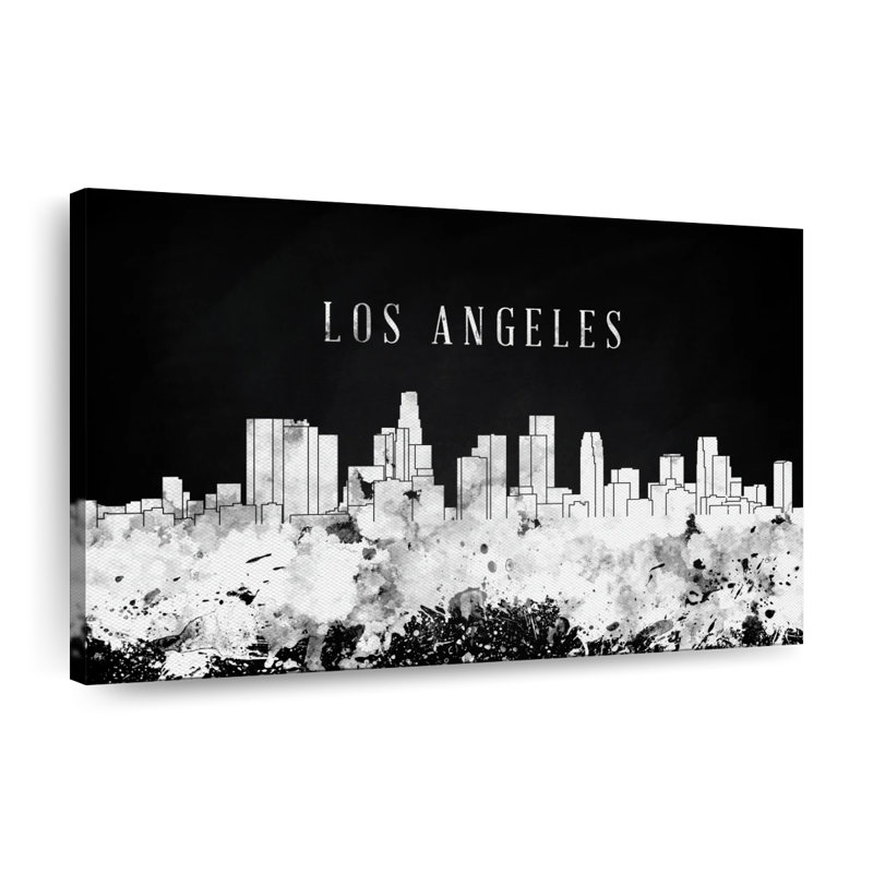LA Skyline BW sur impression sur toile, H 8 po x l 12 po x P 1 po