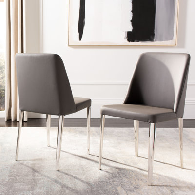 Chromium 18.5'' H Faux Leather Upholstered Metal Side Chair