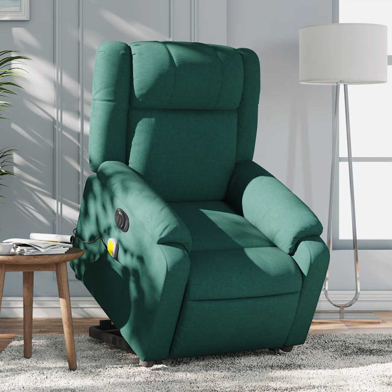 Upholstered Massage Chair, Power, Dark Green Polyester