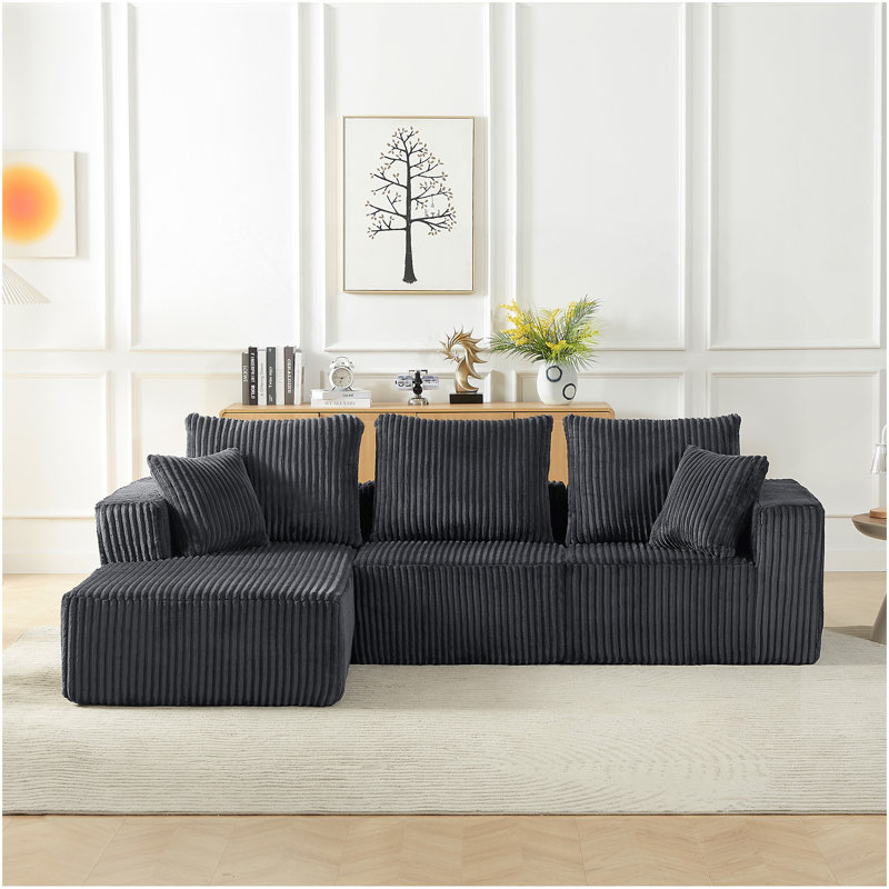 Canapé modulaire modulaire, canapé nuage en velours côtelé moderne avec assise profonde, canapé rembourré 4 places pour le salon, aucun assemblage requis