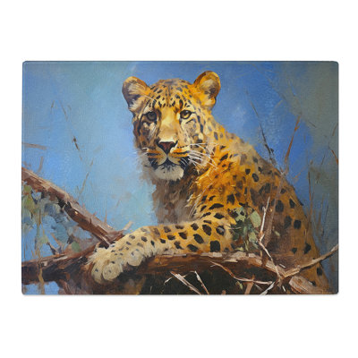 Leopard Gestural  Glass Chopping Board
