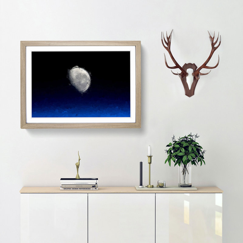 Close up of the Moon in Abstract - Picture Frame Graphic Art Print, Oak Framed, 62cm H x 87cm W x 2cm D