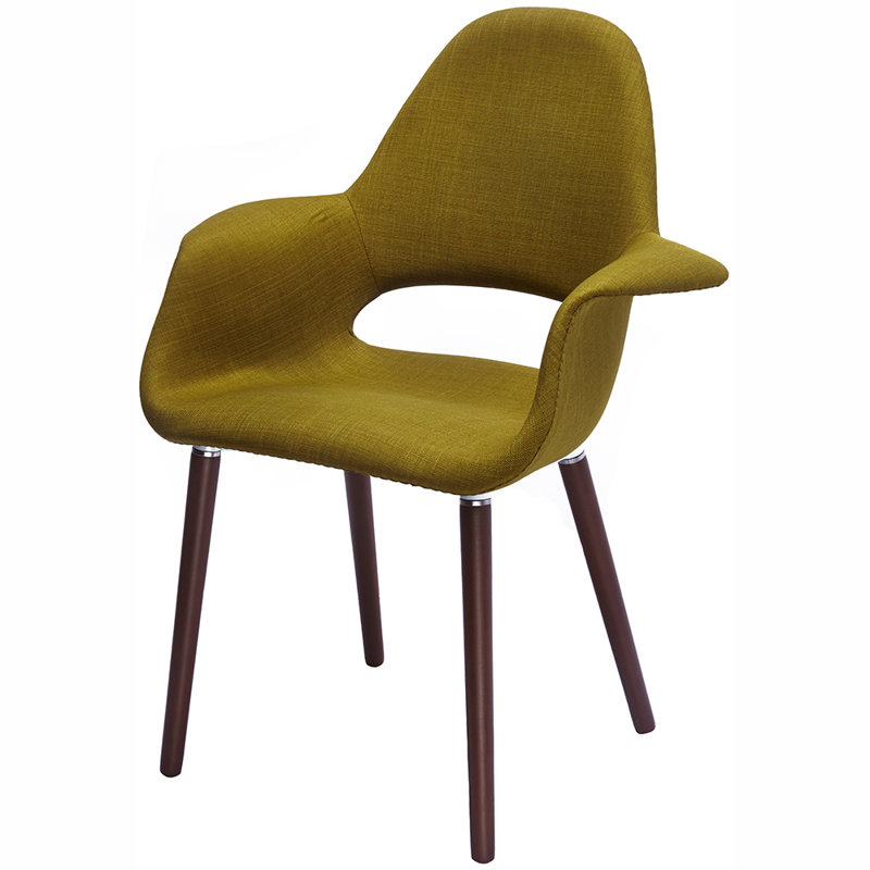 Robelmont Set of 2 Dining Chairs - Mid-Century Modern Upholstered Armchairs with Dark Wood Legs - Kitchen & Dining Room Accent Chairs