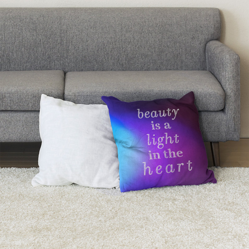 Coussin de sol de beauté inspirant, H 28 po x l 28 po, Bleu / Mauve