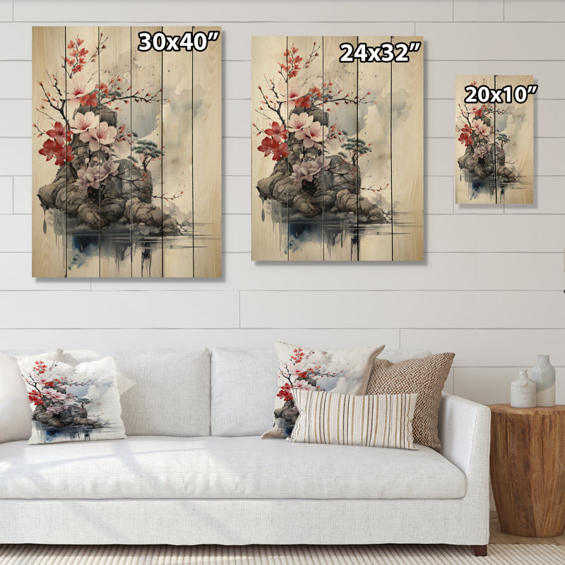 Asian Art Fantasy Sumi III sur bois, H 20 po x l 10 po x P 0,78 po