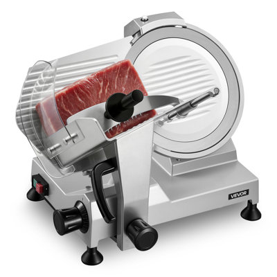 Commercial Meat Slicer, 400W Electric Cutter, Removable 12" Carbon Steel Blade and Food Tray, 0-0.59" Adjustable Thickness Food Slicer Machine, for Frozen Meat, Ham, Baguett, Steak, ETL Approved
