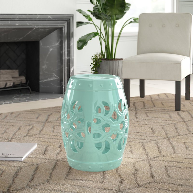 Tabouret de jardin en céramique Twedt, Bleu pâle