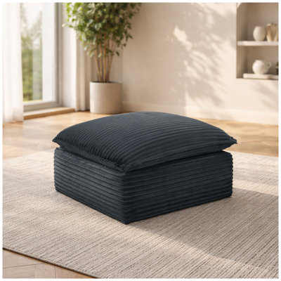 Pouf de compression carré modulaire, module unique gris rembourré pour canapé d'angle