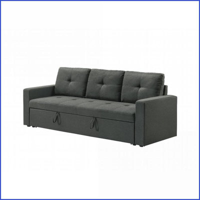 Canapé-lit contemporain en tissu gris foncé l 83,5 po avec coussins capitonnés | Gris foncé | Tissu | Bois