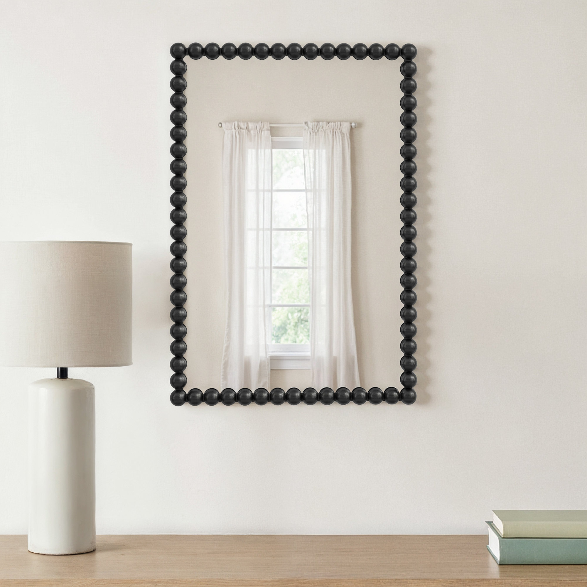 Sanne Metal Mirror, Satin Black, 30" H x 20.5" W