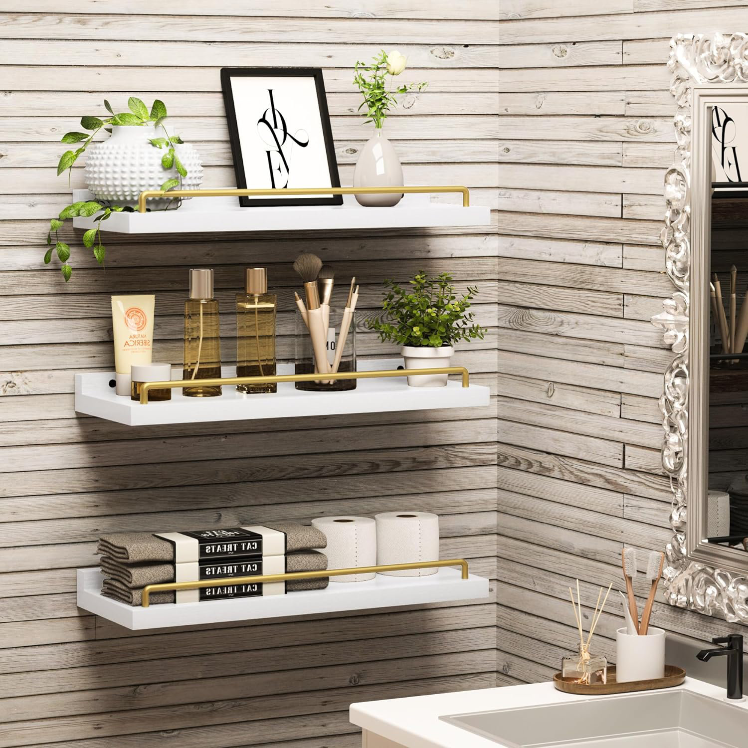 Ebern Designs Pompierie Bathroom Shelves Wayfair