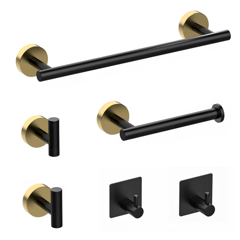 Wall Towel Rack, Black/Gold
