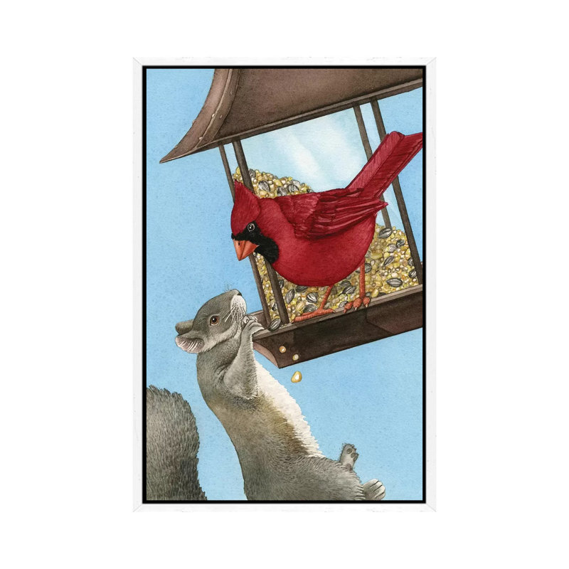 Squirrel Dilemma 1 Piece Painting on Canvas, 66.04 cm H x 45.72 cm W, White Framed