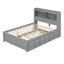 Lit plateforme double avec lit gigogne, tiroirs et prises USB, gris-124438742