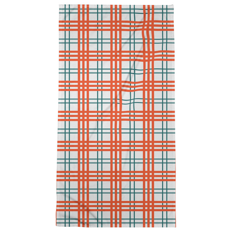 Bath Towel, Microfiber, White/Orange/Aqua