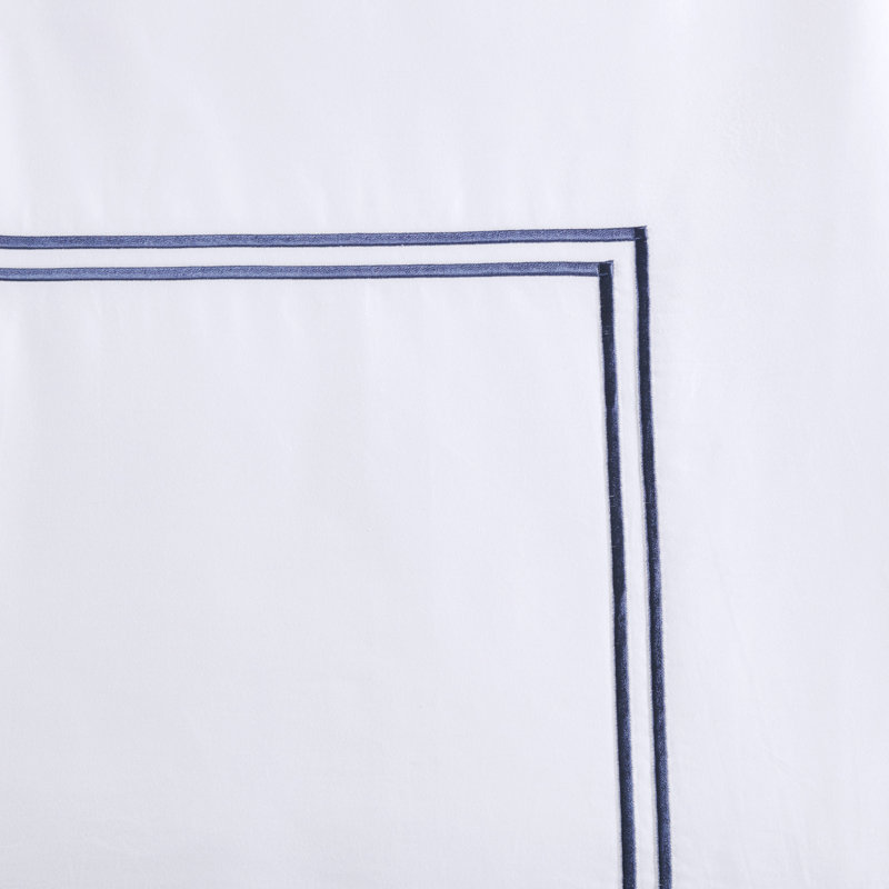 King White and Navy Cotton Sateen Comforter Set