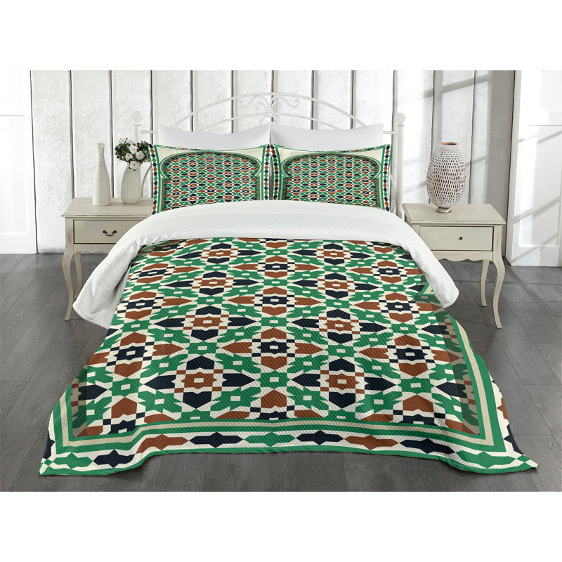 King White Quilted Bedspread Set with Pillow Shams