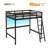 Solid Wood Loft Bed Full Size With USB Charging Station/LED With Flat Rungs, 15 Inches High Guardrail,Wood Slat Support No Box Spring Needed, Black-118033171-118033172