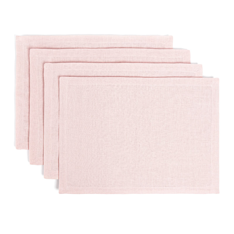 Over&Back 100% Linen Woven Placemats, Set of 4, Pink