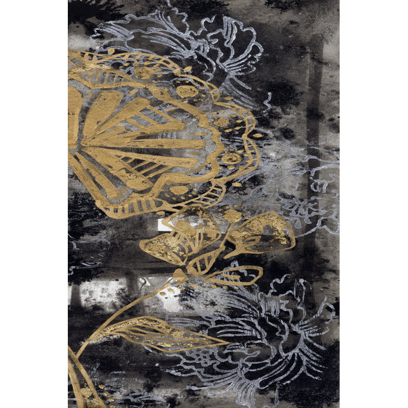 Gilded Fleur II by Jennifer Goldberger - Wrapped Canvas Art Prints, 46cm H x 30cm W