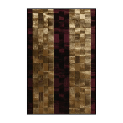 Machine Washable Botanical Brown Area Rug