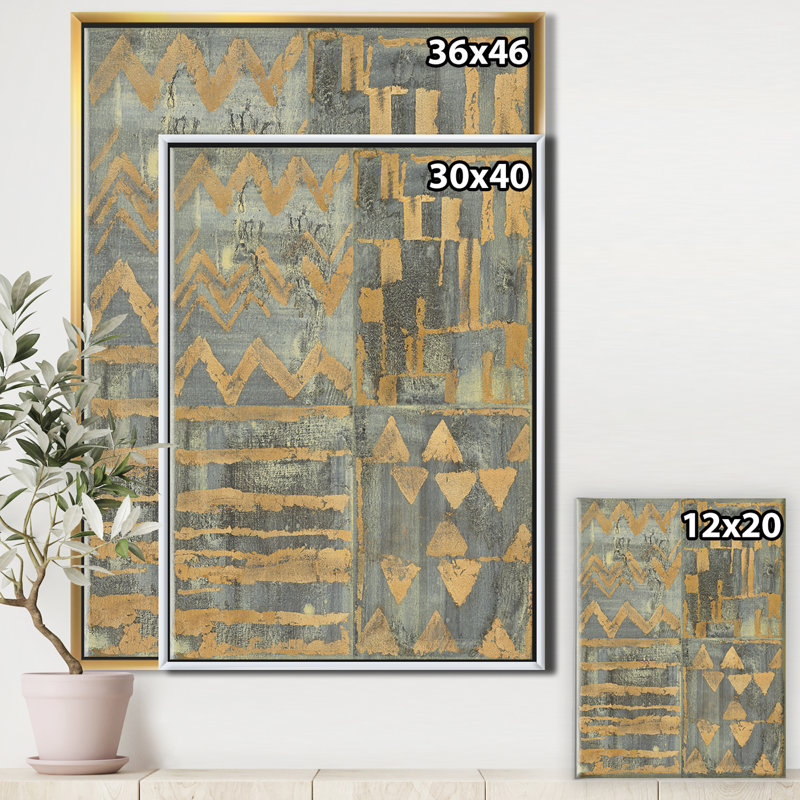 «Geometric Tapisserie III», reproduction sur toile encadrée, H 40 po x l 30 po x P 1,5 po, Cadre doré