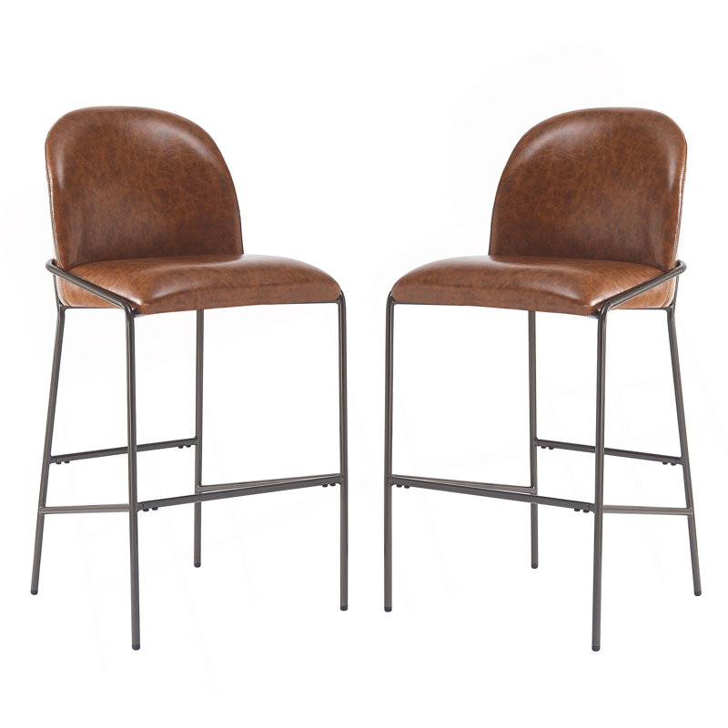 Ensemble de 2 tabourets de bar Galen, Brun