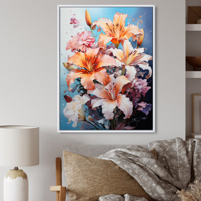 Représentation de lys, acrylique multicolore IV sur toile