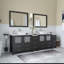  Meuble-lavabo autoportant à double cuve encadré avec plateau en marbre d'ingénierie et miroirs assortis de 96 po-27042780
