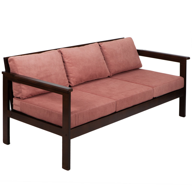 Jaqualyn 164cm Wide Pine Garden Sofa with Cushions, Vintage Rose, Black