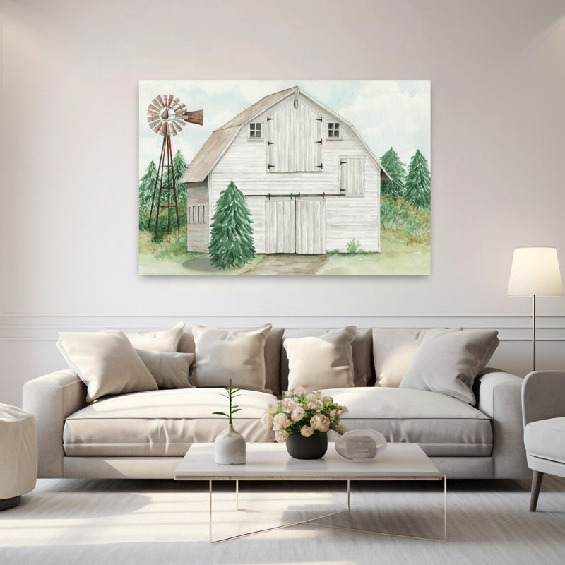 Fenton Farm, art abstrait contemporain, paysage, H 40 po x l 60 po